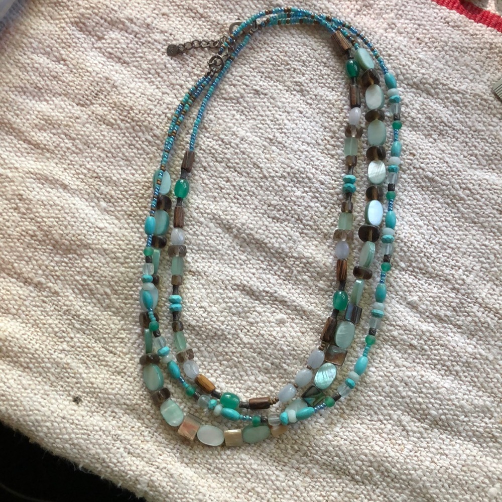 Silpada rare retired blue multi-strand beaded necklace - ocean hues
